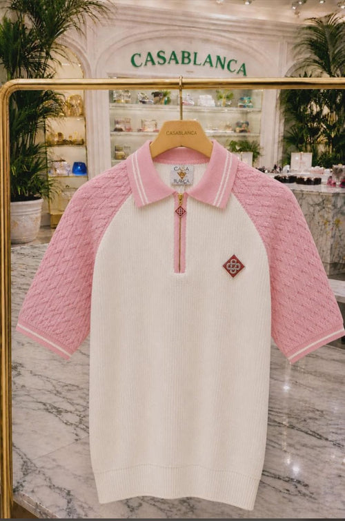 Camiseta Polo Casablanca Blanco Rosa