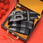 Belt Burberry Plaid with Metal B Buckle BY007